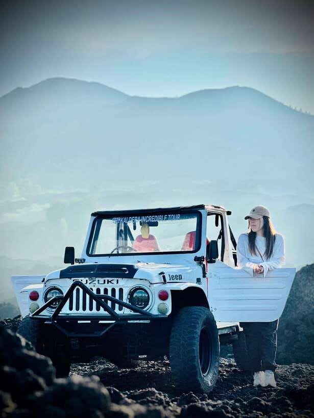 Bali: Hidden Waterfall & Mt. Batur Sunset Jeep Private Tour - Black lava stone and shent: a volcanic stop you’ll remember