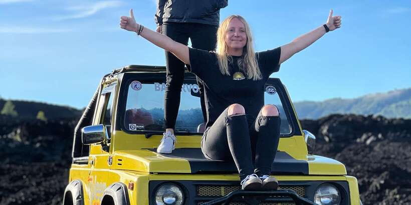 Mount Batur Jeep Sunrise & Hot Spring &coffe with transport - Black Lava and Black Sand: The volcano scenery that actually changes the vibe