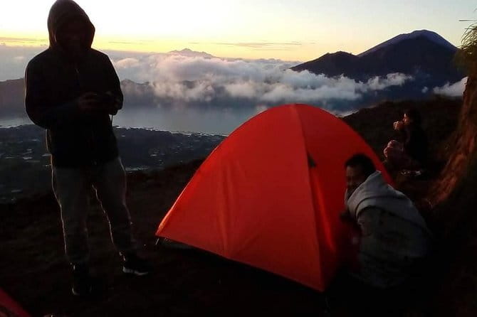 Mt Batur Camping (sunset & sunrise) - All Inclusive - The camp routine: tent setup, dinner, and waking for steam-cooked breakfast